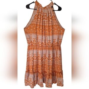 Orange Patterned Halter Dress
